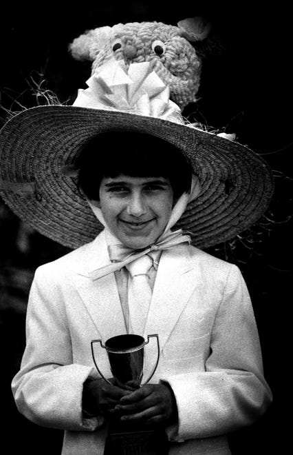 Danny McConnell, 8, of Wilmington won a trophy for best Easter bonnet in the Rehoboth Beach Easter Parade after his sister decided she didn't want to be in the 1987 parade.